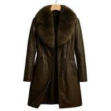 Laura™ - Nahkatakki ylellisellä turkisreunuksella