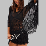 LEONA™ - Tyylikäs V-pääntie Cover-Up Toppi, jossa on lepakkohihat