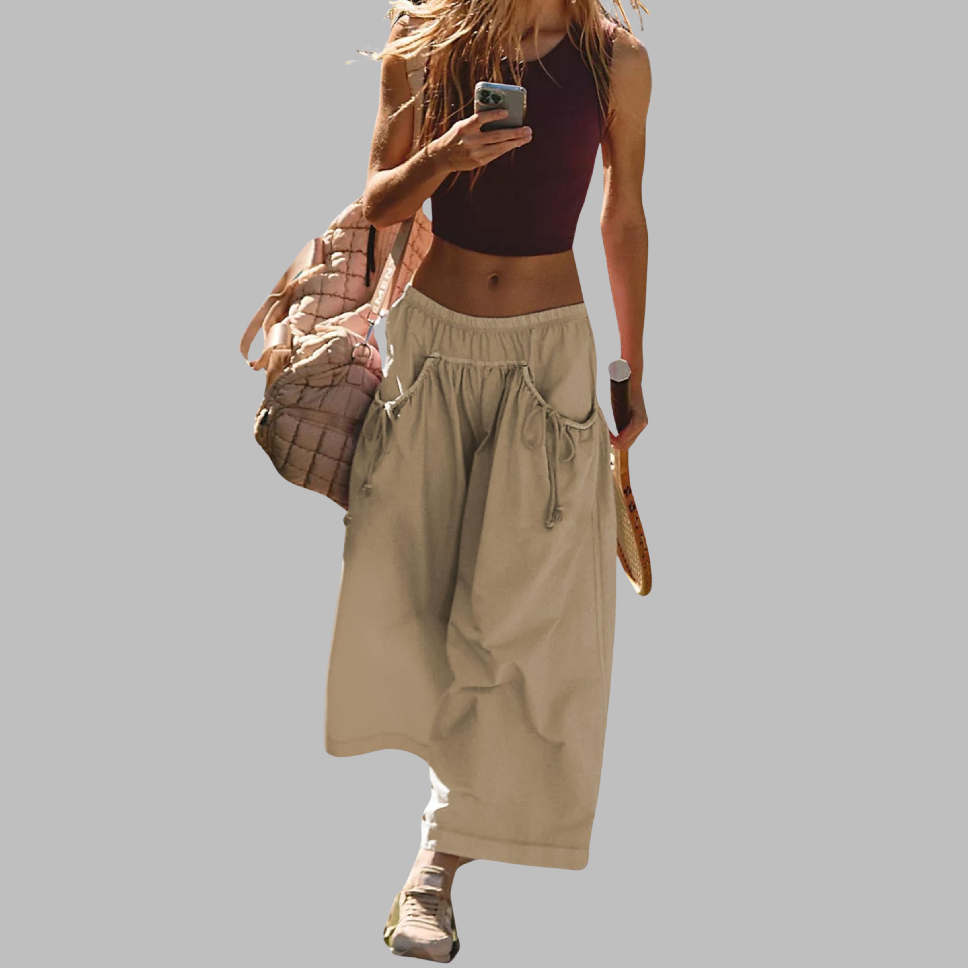 APPLE™ – Rentouttavat Cargo-Parachute-Housut, joissa on leveä lahje