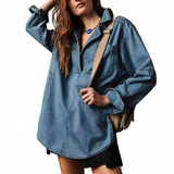 NALINAE™ – Tyylikäs V-pääntie Denim Tunika-Paita