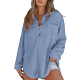 Mukava naisten oversized Henley neule tunika paita V-pääntiellä ja pitkillä hihoilla