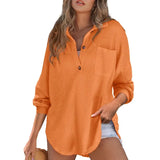 Mukava naisten oversized Henley neule tunika paita V-pääntiellä ja pitkillä hihoilla