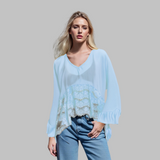 LEONA™ - Tyylikäs V-pääntie Cover-Up Toppi, jossa on lepakkohihat