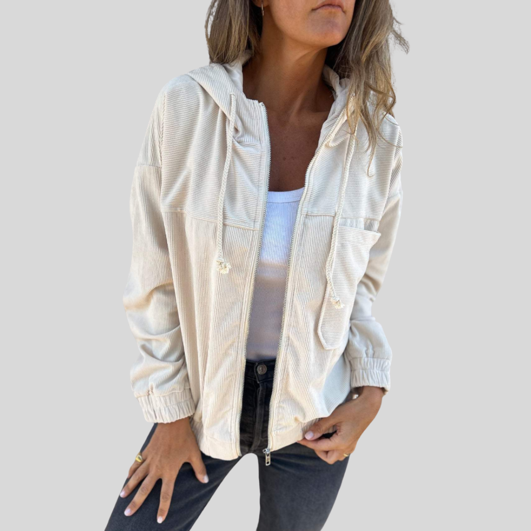 Danna™ – Samettitakki hupulla ja vetoketjulla