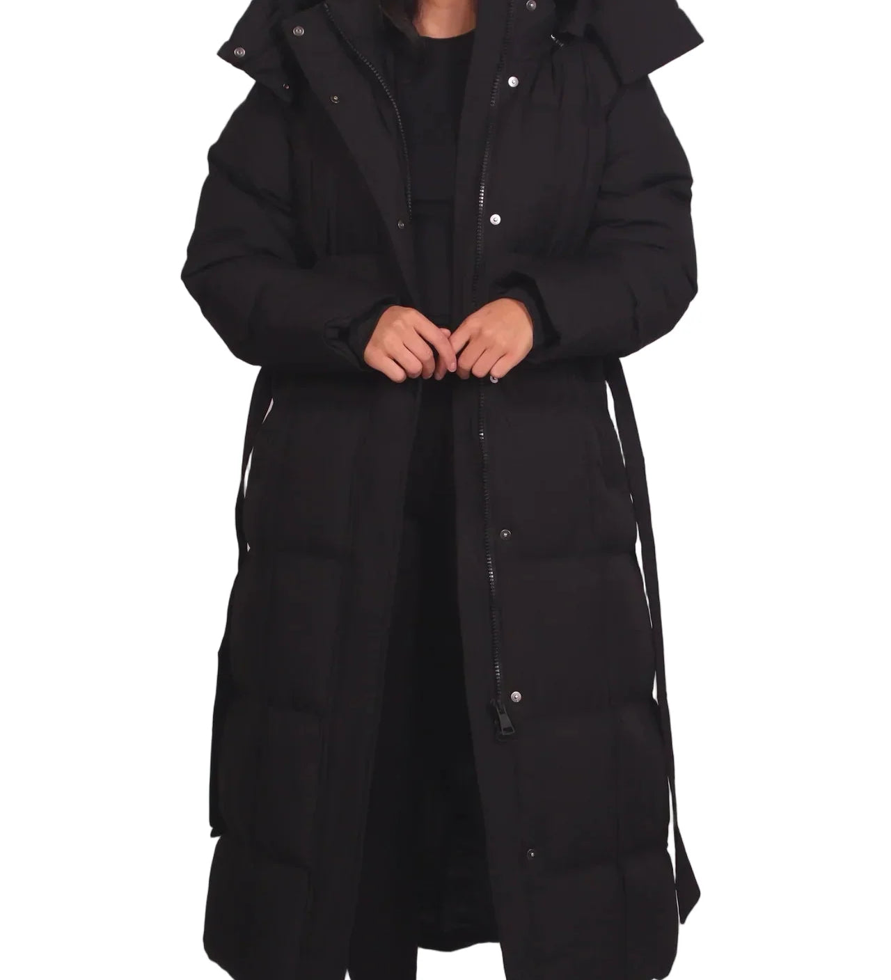 Luna™ – pitkä talvitakki vyöllä ja puff-mallilla