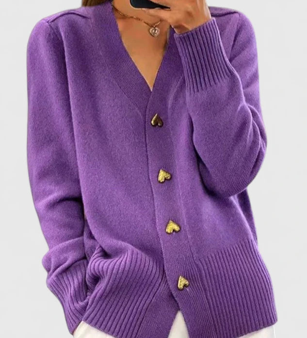 Loretta™ – Tyylikäs neulottu neuletakki napeilla