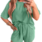 LAYLANI™ - Rentouttava kesä-lounge-sweatshirt ja shortsit Co-Ord