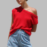 JUDITH™ - Tyylikäs Off-Shoulder Lyhythihainen Neulepusero
