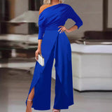 RANA™ - Tyylikäs rypytetty jumpsuit halkiotakilla