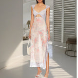 JAEMILY™ – Mukava Ditsy Floral Olkaimeton Maksimekko