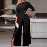 RANA™ - Tyylikäs rypytetty jumpsuit halkiotakilla