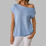 JUDITH™ - Tyylikäs Off-Shoulder Lyhythihainen Neulepusero
