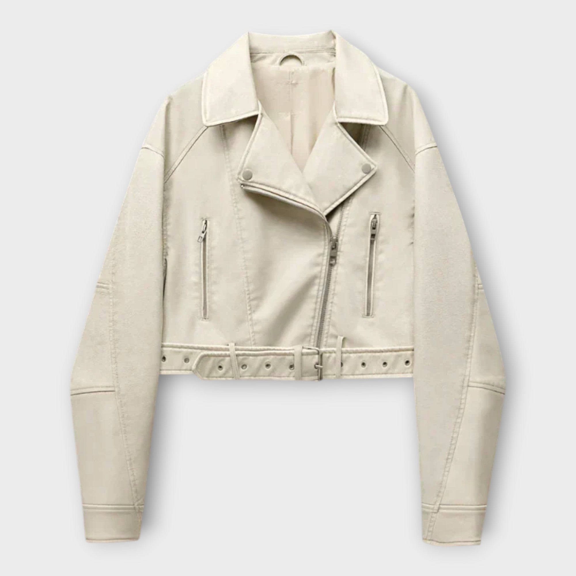 Noir™ – Lyhyt nahkajäljitelmätakki vyöllä