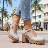 Jasmine Paksu T-Strap Mary Jane Korkokengät