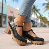 Jasmine Paksu T-Strap Mary Jane Korkokengät
