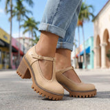Jasmine Paksu T-Strap Mary Jane Korkokengät