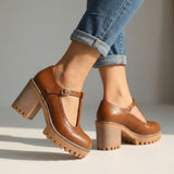 Jasmine Paksu T-Strap Mary Jane Korkokengät