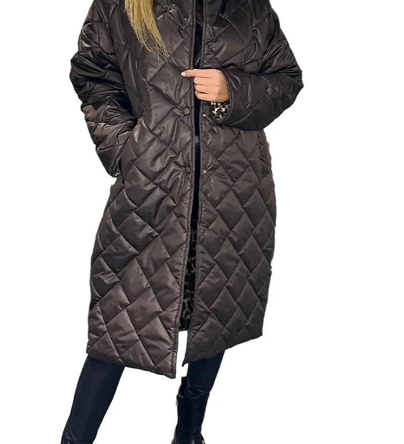 Éclat™ – Keskipitkä käännettävä toppatakki leopardivuorella