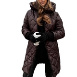 Aira™ - Pitkä, talvella vuorattu toppatakki hupulla ja korkealla kauluksella