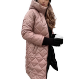 Aira™ - Pitkä, talvella vuorattu toppatakki hupulla ja korkealla kauluksella